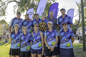 A special Premiers – (back L to R) Ross McIntyre, Nathan Jensz, Rod Shurdington, Frazer Shurdington, Dave Wear, Shaun Alexander. (front L to R) Misha Wear, Sienna Nitschke, Paula Davis, Kate Wear and Erin Alexander.