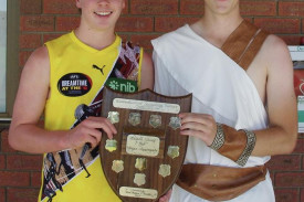 Boys Aggregate winning captains Kobe Macgregor and Ezekiel Clark.