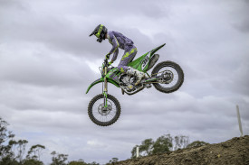 Max Closter flying high in the MX Open A & B at the Motorcross 2nd Round on Sunday April 6 in Horsham