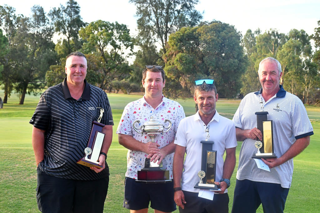 Men's C grade champion Tyron Hammerstein, club champion Nick Thomson, intermediate champion Tim Officer and B grade champion Stephen Wik.