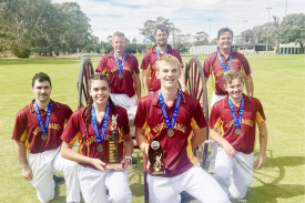 First place in the Hose and reel Sixers were Rohan Richards, left, Bella Orszulak, Clinton Jonasson, Shaune Winsall, Cody Polack, Cameron Whelan and Kynan Jonasson.