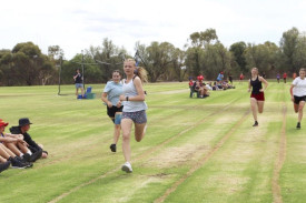 Students approach the finish line.