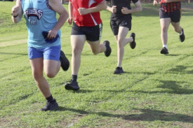 DMSC students compete in a track event during the athletics carnival.