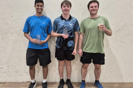 The Blue group winners: Ron Mascarenhas, Dylan Aitken and Nathan Harders.