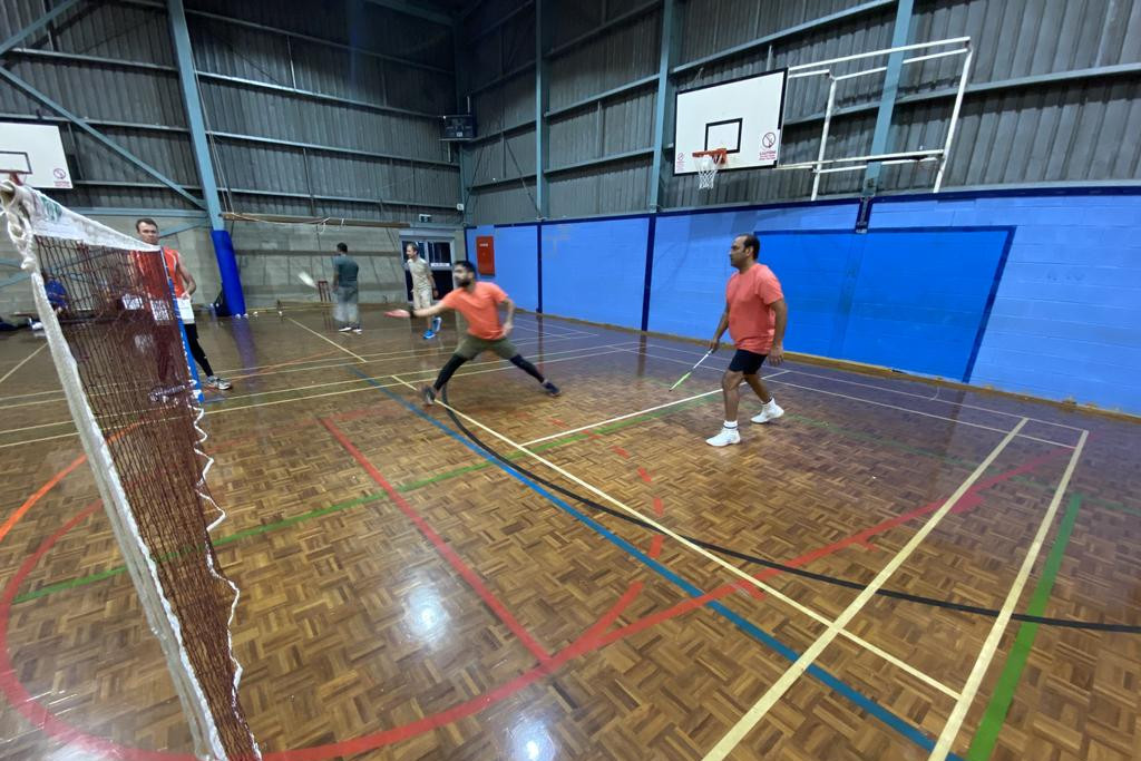 Shuttle Shifters' Avin James and Jordan Kurakose in action during their doubles game against the Avengers pair.