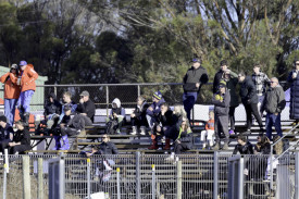 Spectators braved the cold as they sit in the stands