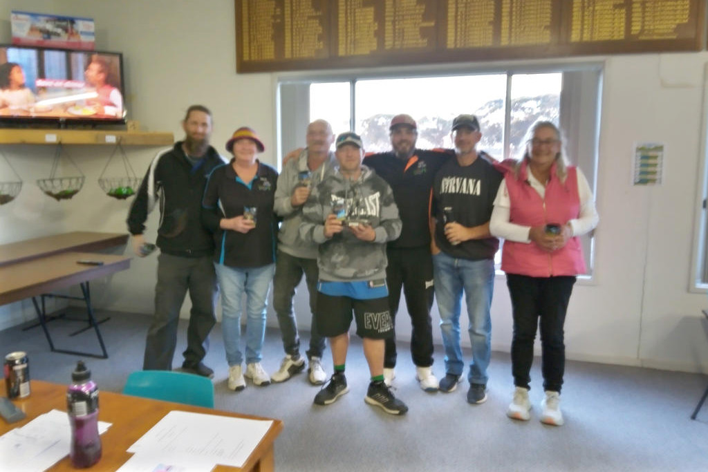 Left to right: Shaun, Mel, Steve, captain Glen Treverton, Andrew 'Pea Beu' and Fiona.