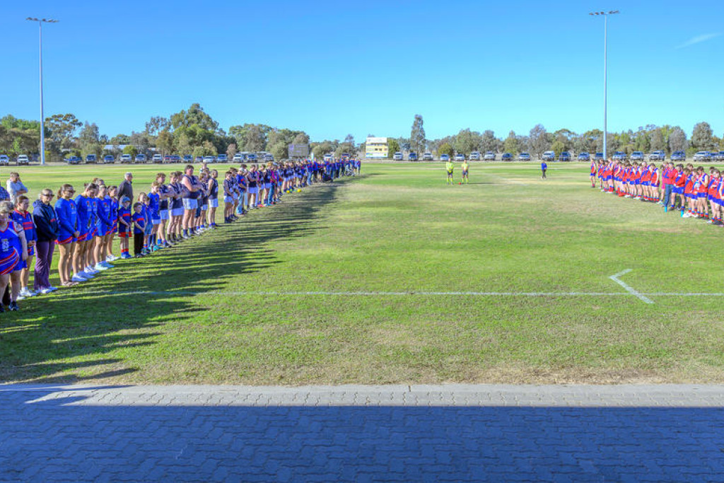 Rupanyup Football Club's life member, Jeffery 'Ruwy' Ruwoldt, who passed away on May 26, received a guard of honour from both teams, between the reserves and seniors games, during the Round 8 clash of Rupanyup and Kalkee on May 31 at the Rupanyup Recreation Reserve.