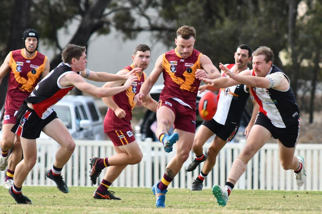 Sam Hanna and the Warrack Eagles' midfield will have plenty of work to do when it takes on Dimboola at Anzac Park on Saturday, June 14.