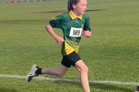 Scarlett Williams with her eyes on the prize during the Warrnambool cross country race.