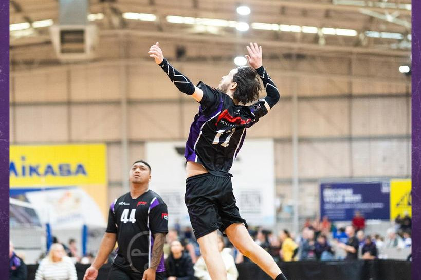 Volleyball Horsham's Jack Hannan in full flight playing for Phantoms in the Victorian Volleyball League.