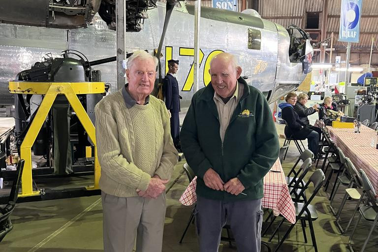WWII veteran and 100-year-old Merv Schneider attended the Liberator Museum in Werribee for the 80th anniversary of the end of the war.