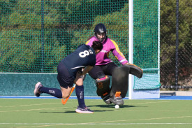 Yanac’s Erin Alexander takes a shot at goal with only Kaniva goalkeeper Briony Williams in her way.
