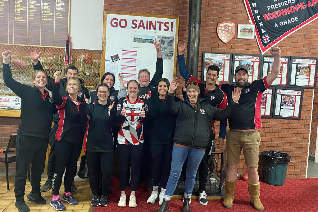 Ready to cheer on their A-Grade netball team in Saturday&rsquo;s Grand Final in Natimuk are just some of the Edenhope-Apsley community. Also playing is the combined Kaniva-Leeor/Edenhope-Apsley Under-17s footy team, giving the locals a double dose of barracking enjoyment.