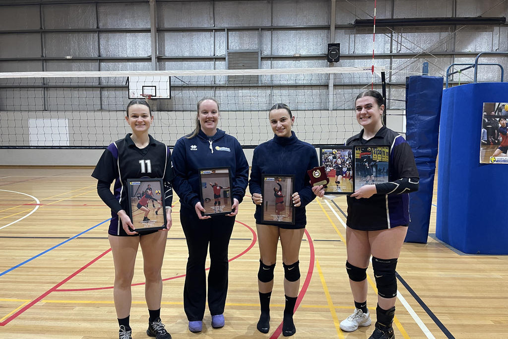 Emily Hannan, Molly Carter, Cleo Baker and Laelah Robertson celebrate their 250-game milestones.