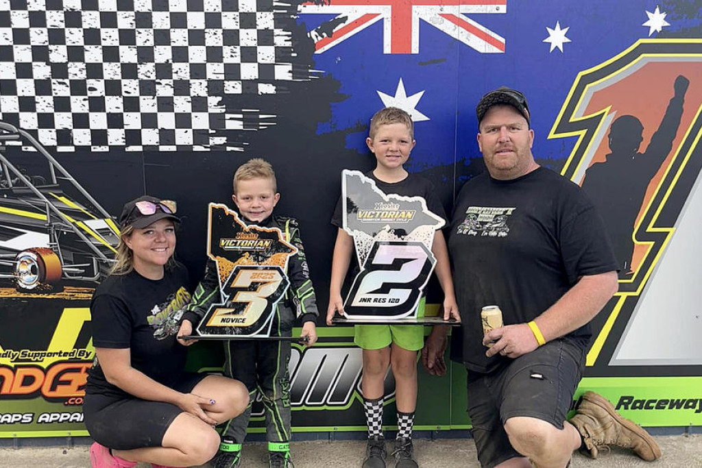 Felicity and Shane Roycroft's sons Ollie, 6, and Nate, 9, will be in action, along with their father, at Blue Ribbon Speedway on Saturday and Sunday for the opening meeting of the season.