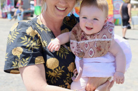 Former Rainbow resident Michele Penrose with her daughter Monica at the show.
