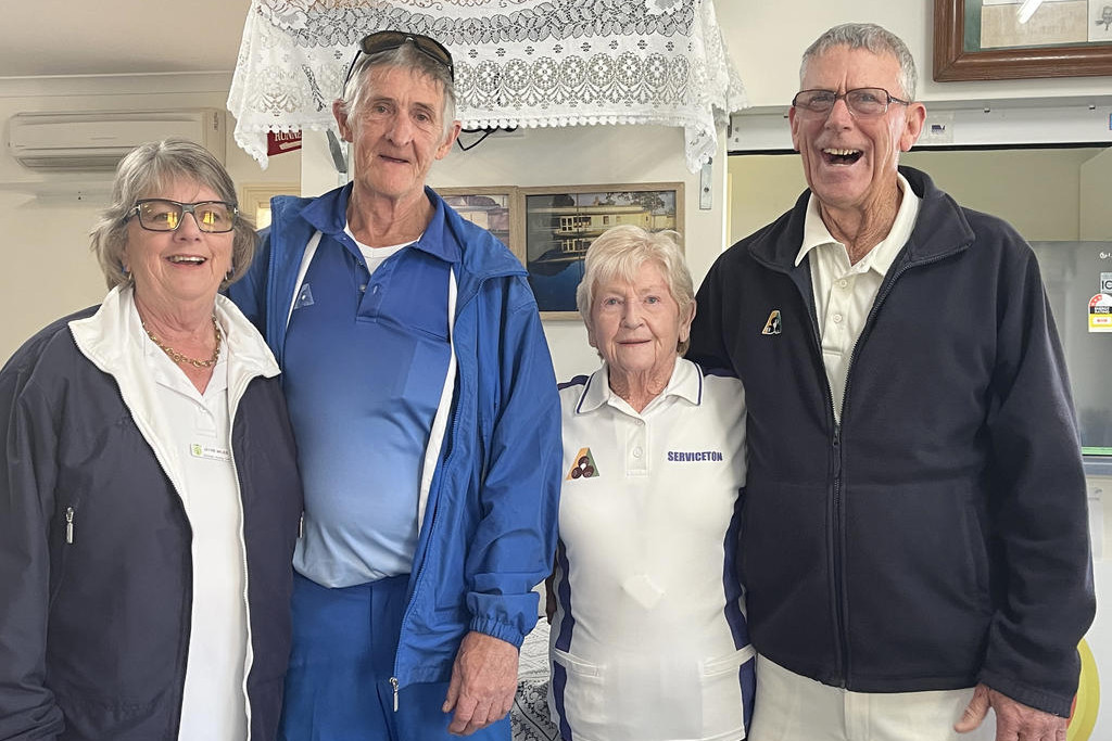 Sunday's bowls winners at Serviceton were Jayne Miles (skip), Mark Shawcross, Bev Makin and Ian Tink.