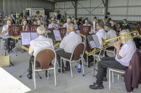 Nhill Dimboola band entertaining show goers at the Dimboola show.