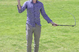 Tom Lynch demonstrating his whipcracking skills.