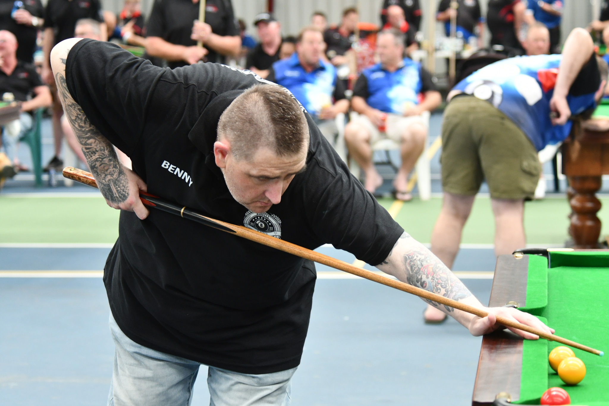 Stawell’s Ben Tolnai lines up a shot. PHOTO: CHRIS GRAETZ