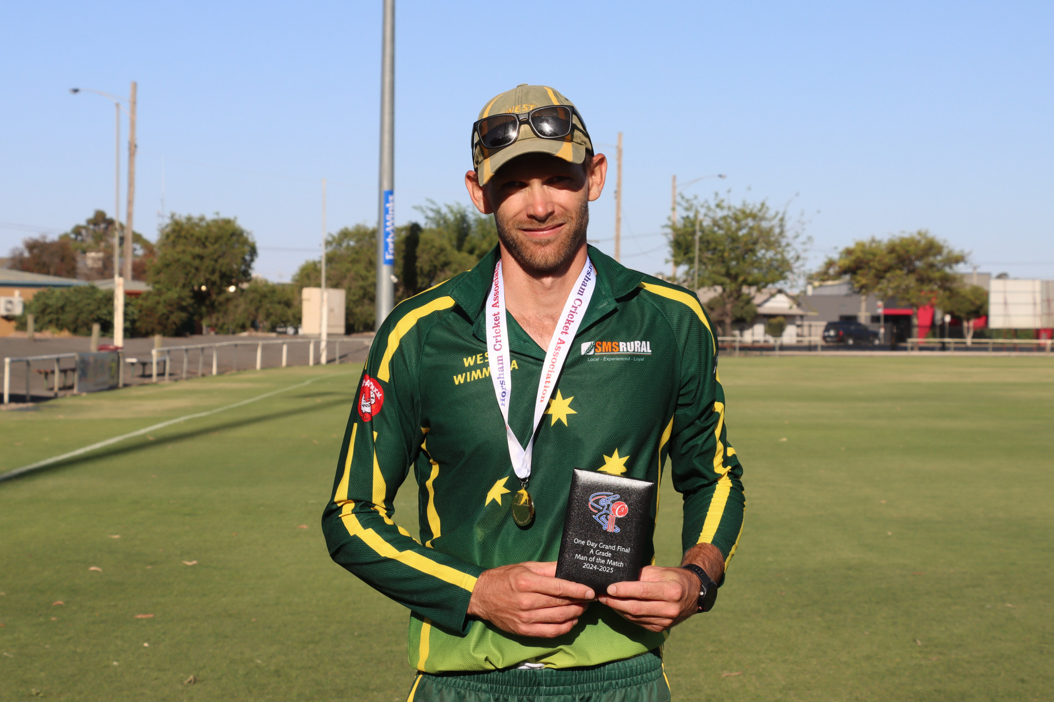 Brad Alexander with his man-of-the-match trophy. PHOTO: SIMON KING
