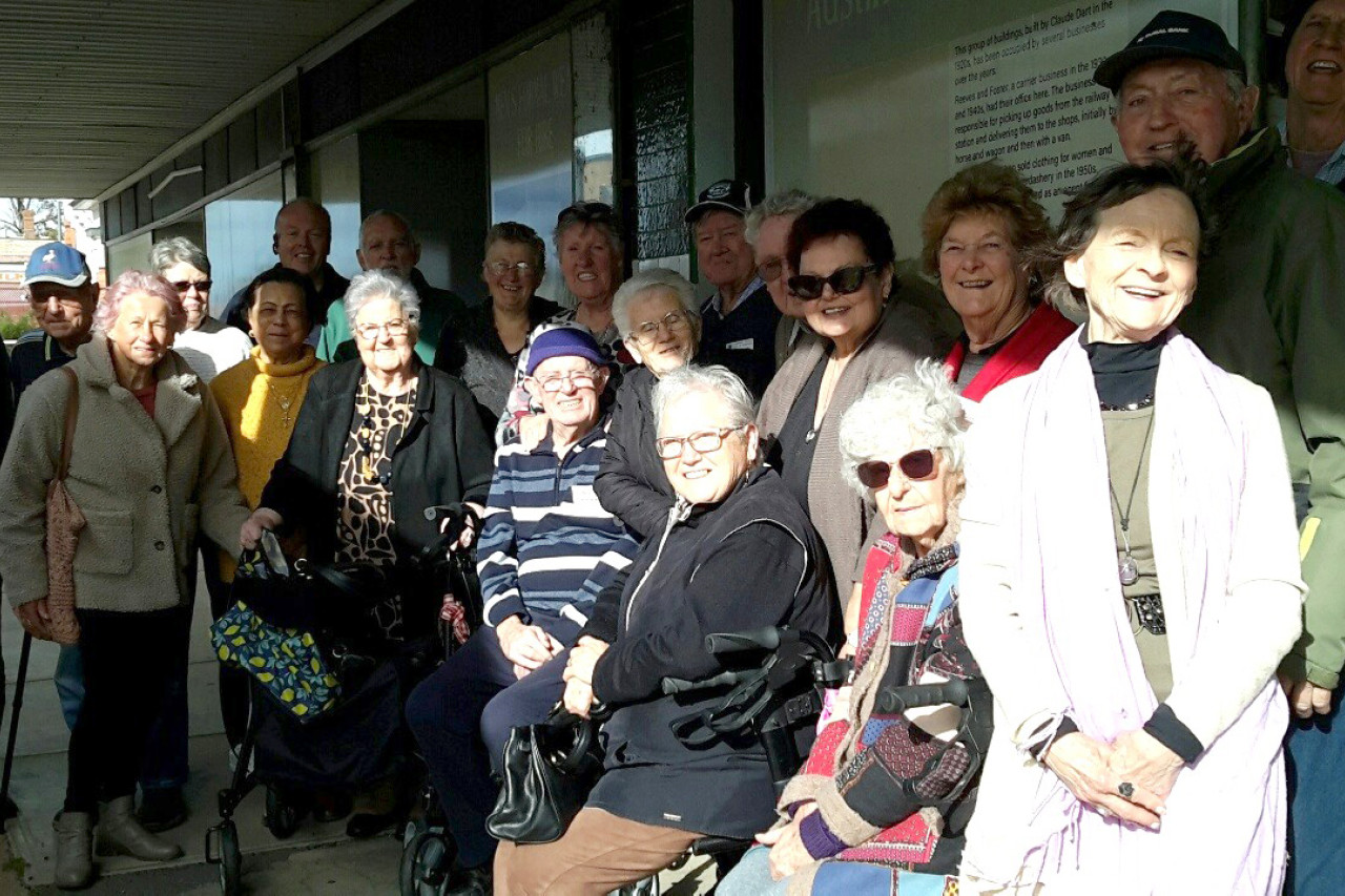 The Probus Group for an interesting day at Dimboola, looking a little windblown but happy.