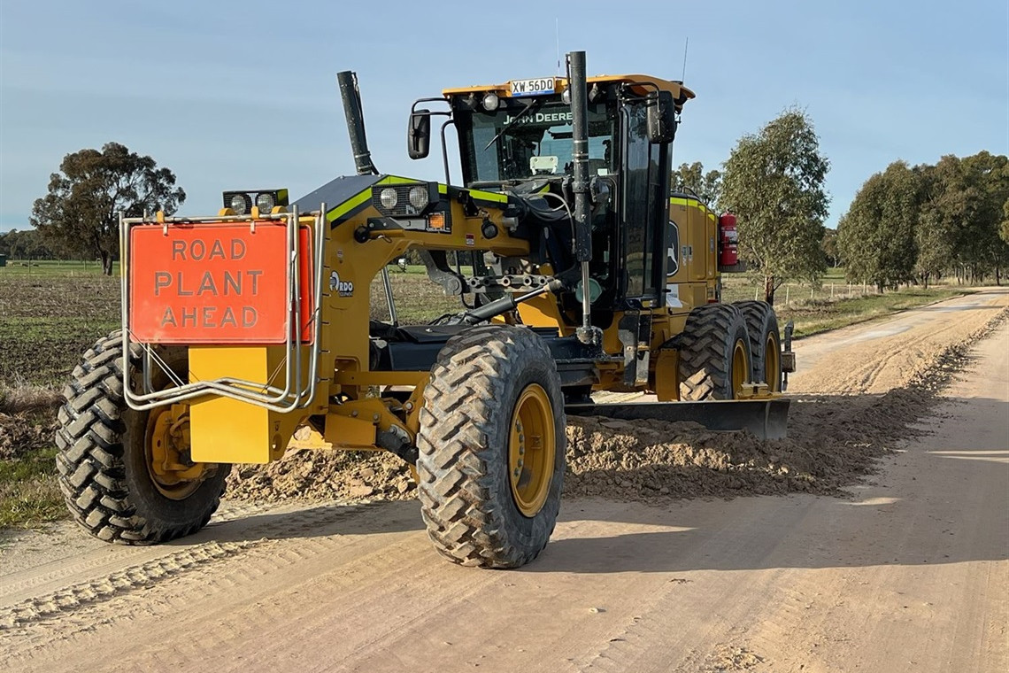 Crews resheeting rural roads across the shire as dry conditions delayed the grading program.