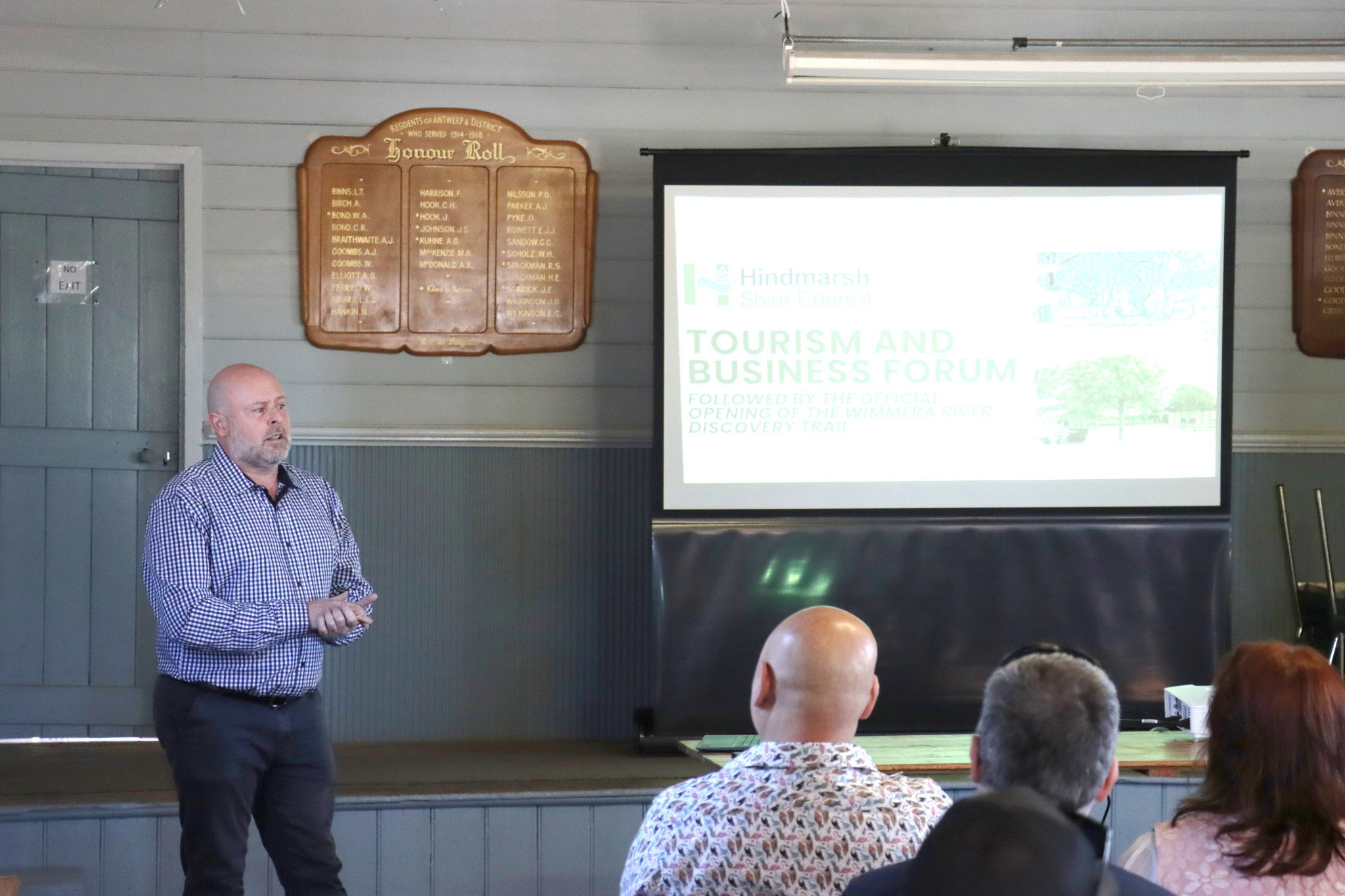Hindmarsh Shire Council's manager economic developments and tourism Mark Fletcher opens the tourism and business forum.