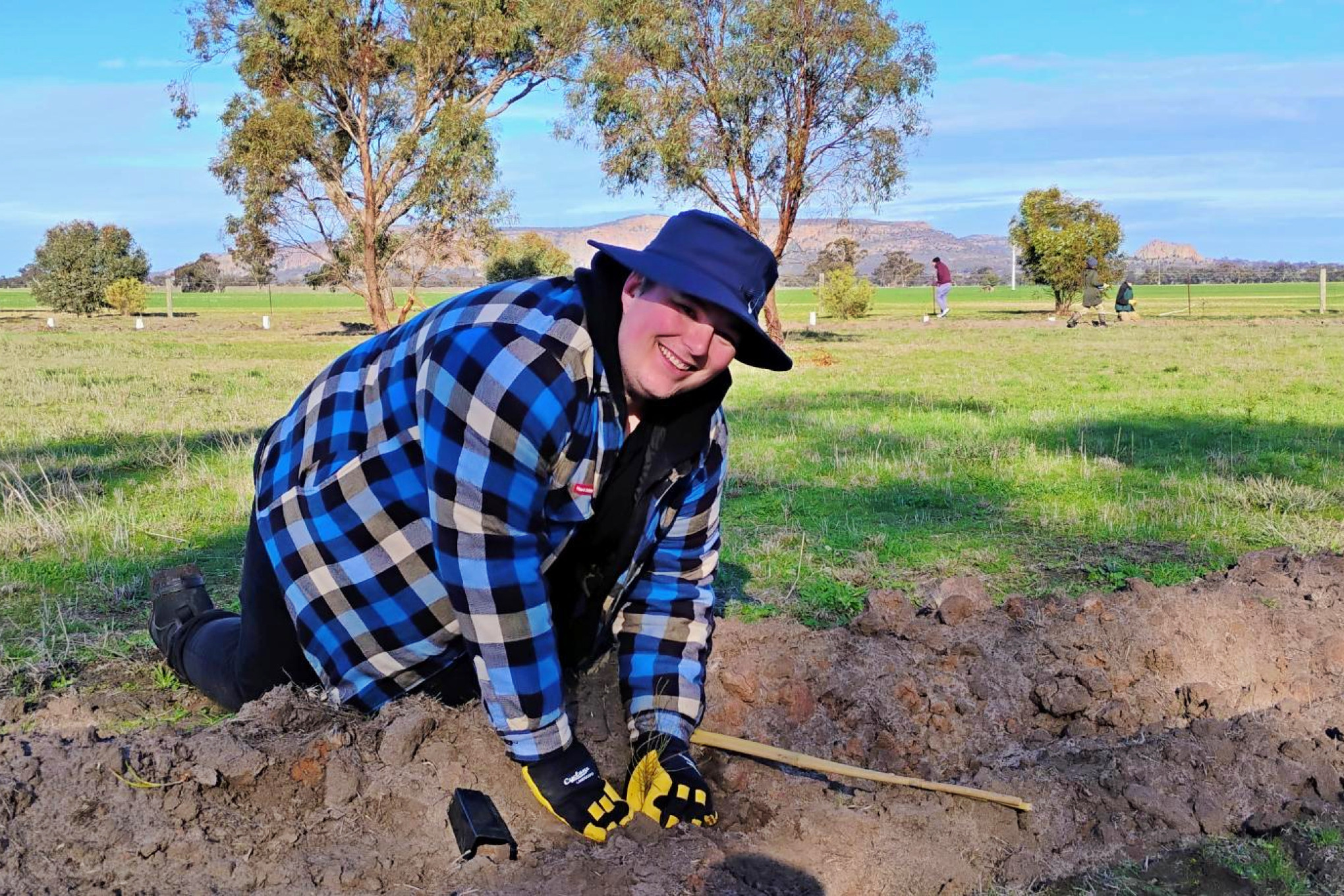 Horsham District Landcare Network president, Dr Joshua Hodges, volunteered his time to help plant over the weekend.