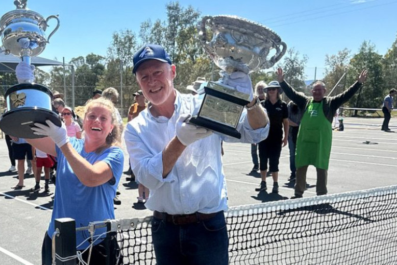 Seven-time Grand Slam doubles champ John Fitzgerald (right) is leading the charge as Tennis Victoria&rsquo;s roadshow rolls into Horsham this Friday.