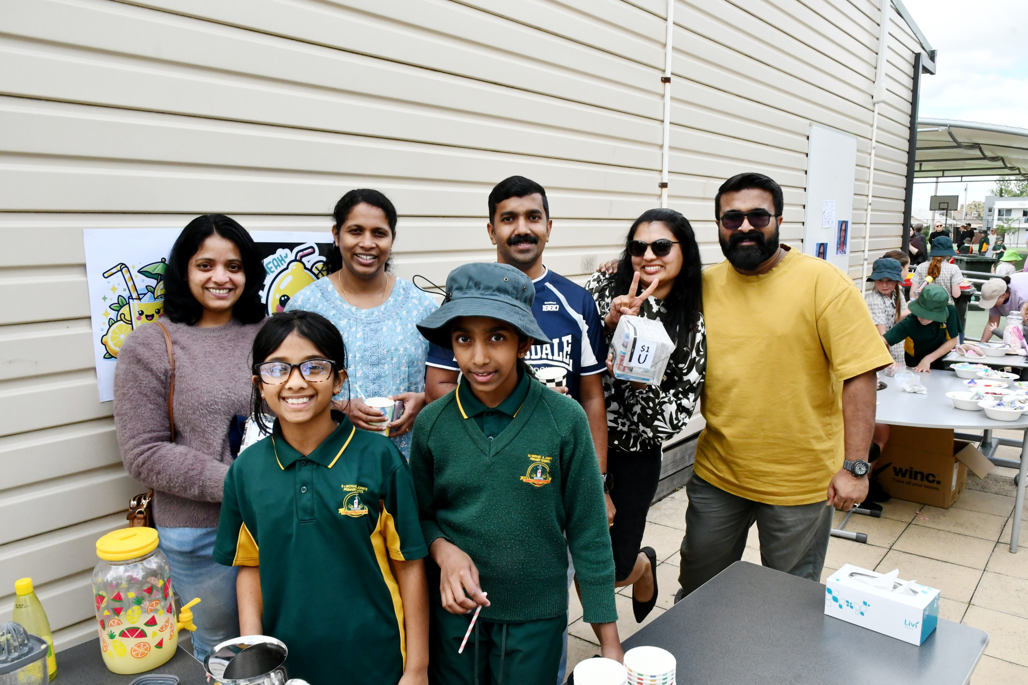 Ann Maria, Irene (front), with their parents and relatives, Ambily Thomas, Rachael Mathai, Rinu Sebastain, Nimmy Cherish and Cheris Charles.